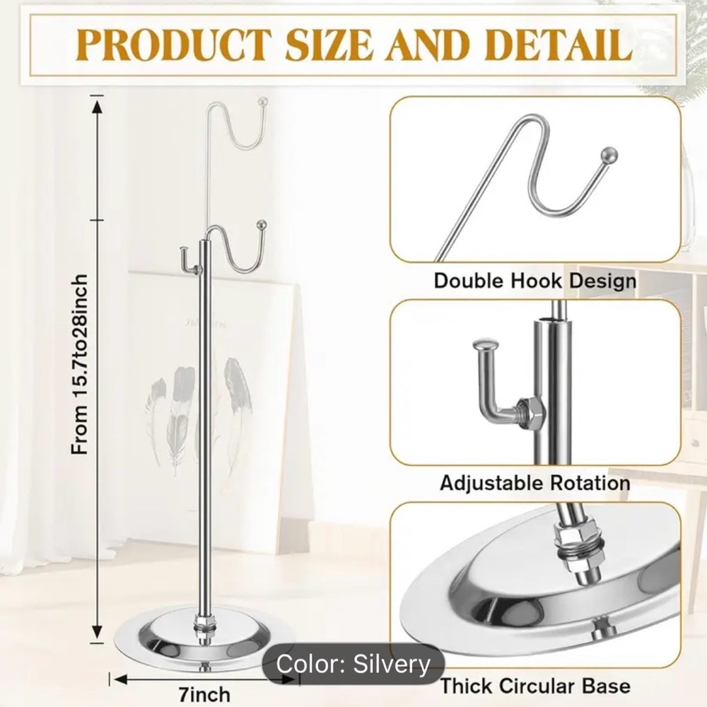 Silver Adjustable Double Hook Stand NWT - image 2